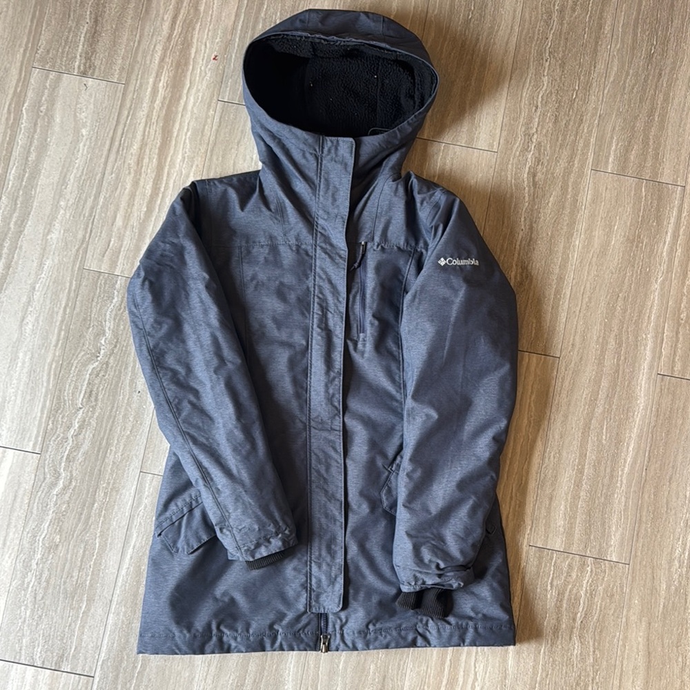 Columbia Blue Fleece Hooded Jacket with Omni Heat Technology